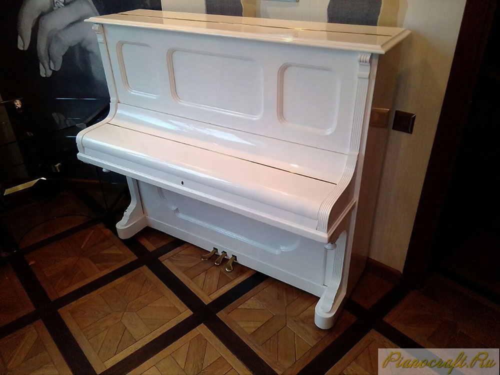 Покраска пианино RONISCH белый полиэфирный лак